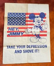 Vintage Disney Mickey Mouse Middle Finger Poster - Jimmy Carter USA 1970’s RARE picture