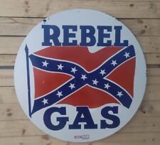 RARE REBEL GASE DOUBLE SIDE GAS & OIL PORCELAIN ENAMEL SIGN 48X48 INCHES picture