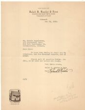 Ralph R. Reeder & Sons Indianapolis Indiana 1926 letter signed Roland R. Reeder picture