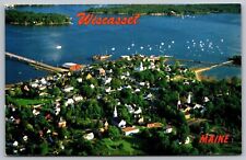 Wiscasset Maine ME Colonial Homes Aerial View Sheepscot River Postcard UNP VTG picture