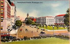 Washington DC Main Street Old Cars Pennsylvania Avenue Postcard c1930 picture