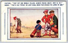 Golf Comic Douglas Tempest Artist Signed Golfers Caddy Cheap Old Man Postcard picture