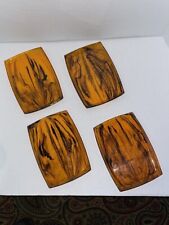 Vintage MCM Lucite Faux Tortoise Shell Canape Snack Trays Set of 4 Mod Retro  picture