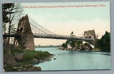 Newburyport Mass. Chain Bridge Oldest Suspension Bridge in New England Postcard picture