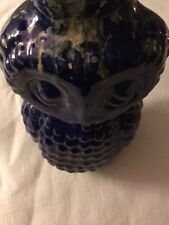 Ultra Rare Pottery  Blue Owl Hookah pipe Unused vintage Roach Clip picture
