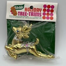 Vtg MCM Gold Leaping Reindeer Ornament 5
