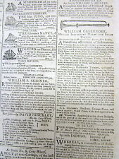1801 newspaper w AD for MUSICAL INSTRUMENT contains an illustration of a TRUMPET picture