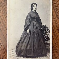 CDV Civil War era woman Brooklyn NY hoop skirt dress Bill Brothers tall NYC lady picture