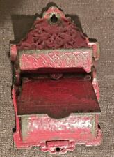 1880's Cast Iron Red Double Match Stick Safe Antique Wall Mounted Match Holder picture