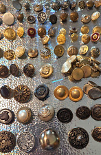 Lot 1 .5 pounds vintage metal buttons, some with stone, enamel, etc.  Some sets picture