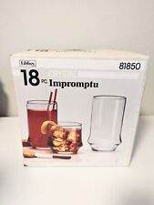 NOS Libbey Tumblers Impromptu CLEAR CRYSTAL Glasses 18 Piece Set 3 Sizes 81850 picture