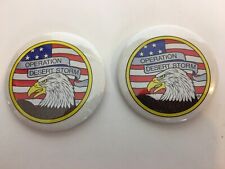 (2) 1990 Operation Desert Storm Pinback Button Support Troops USA American Eagle picture