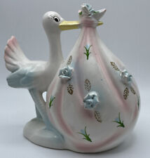 Vintage Stork Ceramic Planter Rubens 1960's Baby Nursery Shower Decor #684 Japan picture
