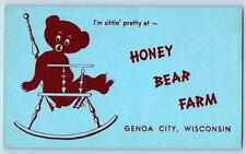 Genoa City Wisconsin WI Postcard Honey Bear Farm Sittin' Pretty c1940s Vintage picture
