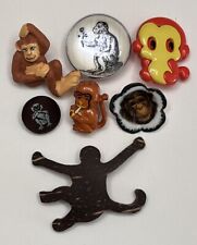 Vintage Lot of 7 MONKEY Novelty Buttons - Plastic, Wood, Ceramic, Fabric (M5) picture