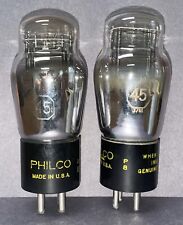 Two very Good Testing, Used, Philco Type 45 Audio Amplifier Radio Vacuum Tubes picture