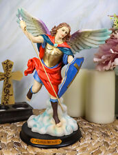 Catholic Colorful Archangel Saint Michael With Javelin Spear Shield Statue 10