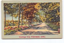 Greetings From Westside Iowa IA Linen Postcard Vtg Posted 1950 picture