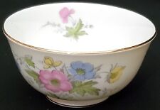 Old Royal OPEN SUGAR BOWL pink & blue PANSY pattern with pink flower inside picture