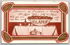 Providence Rhode Island~Capitol on Table~Bowl of Clams~Wine~1907 Postcard picture