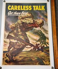 Linen Backed 1944 Careless Talk Got There First WWII Poster Ray Prohaska 28 x 40 picture