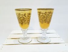 Medici Italy Interglass Cordial Goblet Glasses Gold Tone Rim - RARE FIND *READ* picture