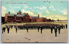 Lansing Michigan~Industrial School~Uniformed Men in Formation~1912 Postcard picture