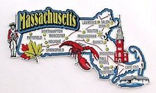 MASSACHUSETTS STATE MAP AND LANDMARKS COLLAGE FRIDGE COLLECTIBLE SOUVENIR MAGNET picture