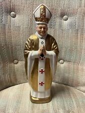 Vintage Catholic Pope John Paul ll Empty Decanter Porcelain Figure Figurine picture