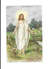 JESUS GREETS A SHEPHERD On Beautiful Inspirational Vintage EASTER Postcard picture