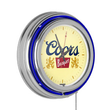 14 In. Coors Banquet Neon Wall Clock, Cave Den Game Room Garage Shop Office picture