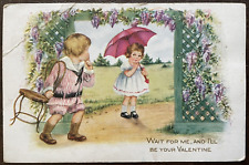 Postcard Whitney Made Wait for Me, and I'll Be Your Valentine Vintage Embossed picture
