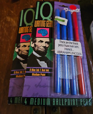 Vintage Scripto IQ Writing Gear 4 Medium Ballpoint Pens Pack Of 2 Colors 1993 picture