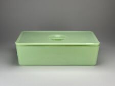 Vintage 1930's Jeanette Jadeite Large Rectangular Refrigerator Dish with Lid picture