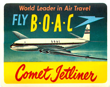 Comet Jetliner ~BOAC~ Beautiful / ORIGINAL Airline Luggage Label, c. 1955  MINT picture