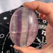 130g Rainbow Fluorite Palmstone Quartz Crystal Specimen Polished Healing picture