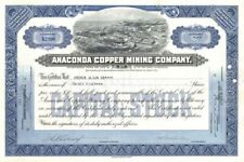Anaconda Copper Mining - dated 1920's-50's Montana Mining Stock Certificate - Av picture