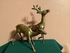 vintage brass  buck and doe statue in good shape picture