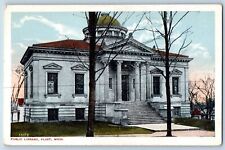 c1920's Public Library Building Facade Entrance Stairs Flint Michigan Postcard picture