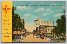 Albuquerque NM Postcard Route 66 Central Avenue View Zia Linen Posted 1949 picture