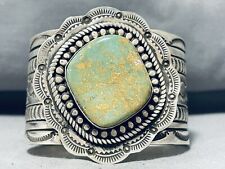 125 GRAM NAVAJO ROYSTON TURQUOISE STERLING SILVER SIGNED BRACELET picture