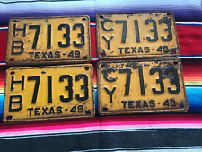 1949 TEXAS  PASSENGER LICENSE PLATES HB7133  CY7133  TWO PAIRS Same Numbers picture
