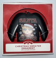 Ugly Christmas Sweater Grumpy Santa Claws Cat Collectible Holiday Ornament NEW picture