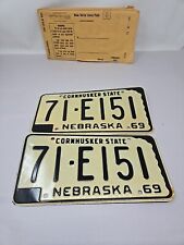 Pair Original Vintage 1969 Nebraska Automobile License 71-E151 picture