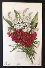 Antique Embossed Floral PC Roses and Baby's Breath Flowers Posted 1909 #1081 picture