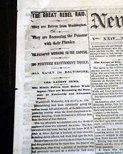 Battle of Fort Stevens Rebels Raid on WASHINGTON D.C. Civil War 1864 Newspaper picture
