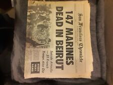 San Francisco Chronicle 10/24/83 Beirut Bombing, front section, fold to mail picture