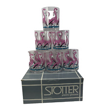 Vintage H.J. Stotter Pink Flamingo Cocktail Acrylic Glasses Box of 6  USA Pool picture