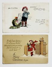 Antique Christmas Holiday Postcards Little Girl / Little Boy EXTRA   Gilded Age picture