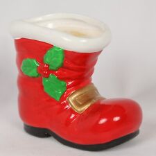 EC Vintage  4” Ceramic Red Santa Boot Décor / Planter / Candy Cane Holder picture